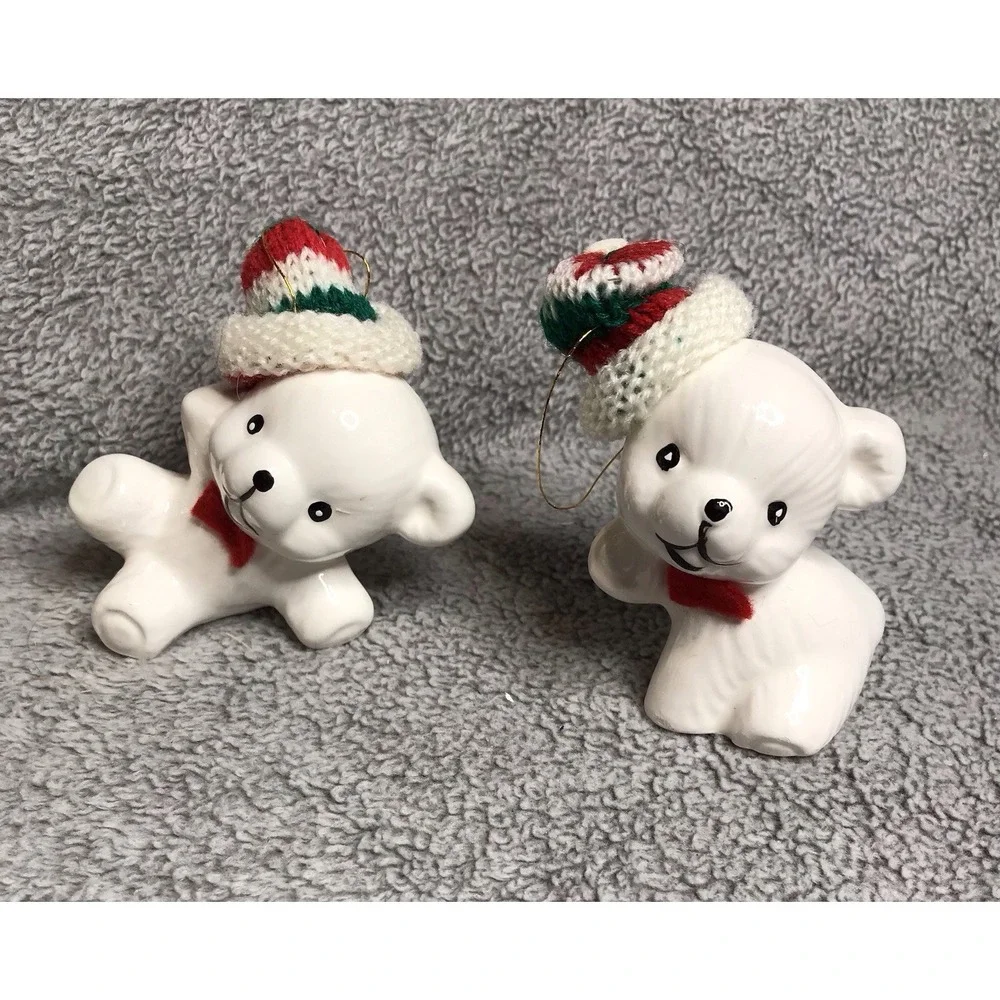 Vintage Christmas Around The World Snow Bear Ornaments‎ W/Box Set of 4 54012